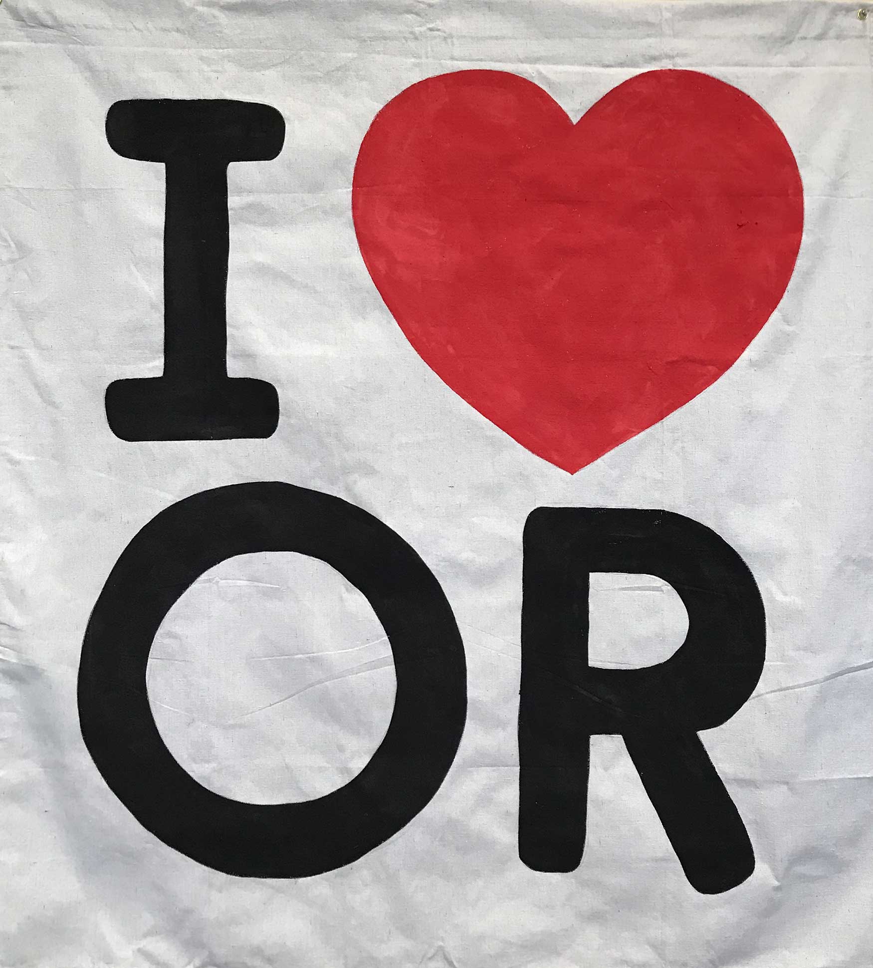 photo of a banner that reads I love OR