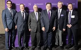 Illinois Governor J.B. Pritzker at Northwestern with research leaders for Quantum Week
