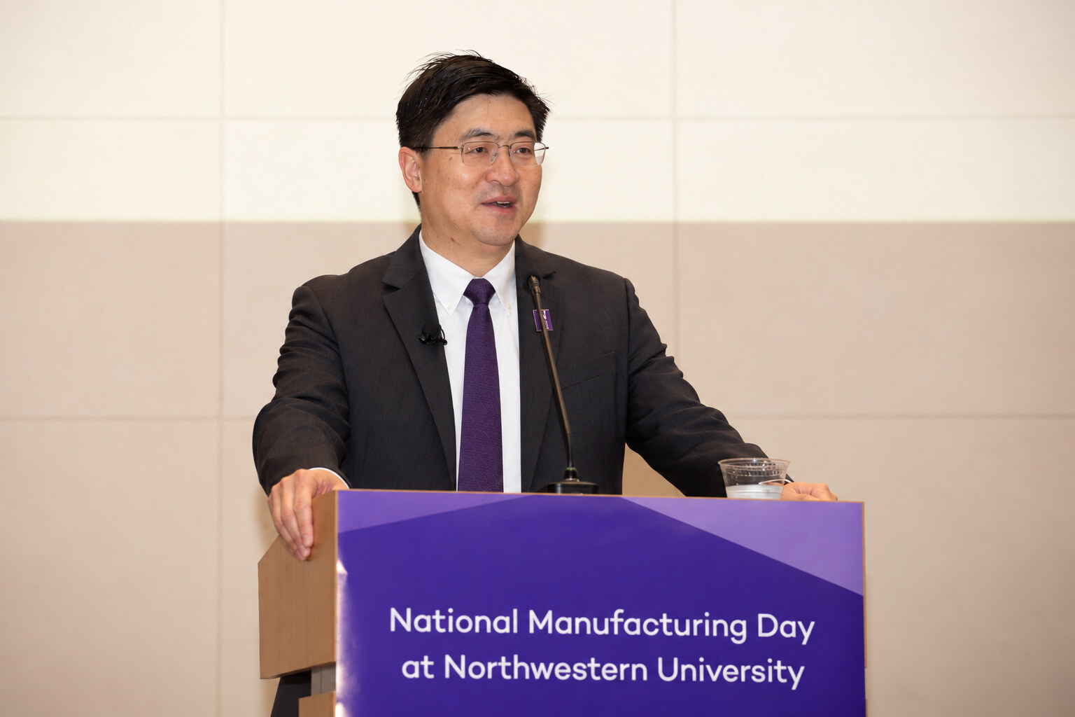 NU President Mung Chiang delivers remarks at Northwestern's Manufacturing Day